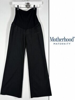 Motherhood Maternity Secret Fit Belly Black Wide Leg Dress Pants Petite Small